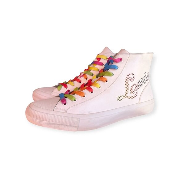 LOUIS VUITTON Calfskin Tattoo White Leather Sneaker Boot Mens Leather UK 9 US 10 - Picture 1 of 16